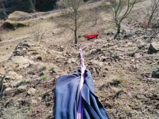 Pohled shora na strom "o patro níž" na východní straně